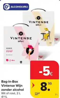 Carrefour Market Bag-in-Box Vintense Wijn zonder alcohol Wit of rosé aanbieding