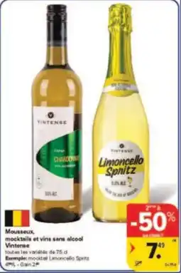 Carrefour Drive Mousseux mocktails et vins sans alcool vintense aanbieding