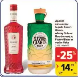 Carrefour Drive Apéritif sans alcool tequila seven giants whisky sobour bourbonesque fluère bitter et vodka usko aanbieding