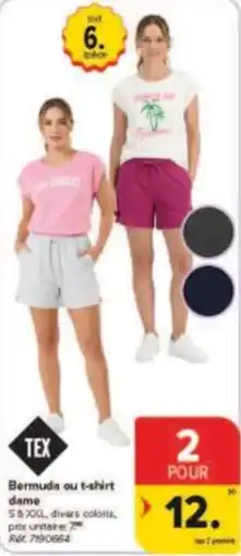 Carrefour Drive Bermuda ou t-shirt dame aanbieding