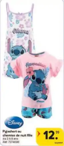 Carrefour Drive Pyjashort ou chemise de nuit fille aanbieding