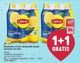 Delhaize Bruisende of niet bruisende drank op basis van thee lipton aanbieding
