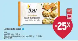 Delhaize Gestoomde snack itsu aanbieding