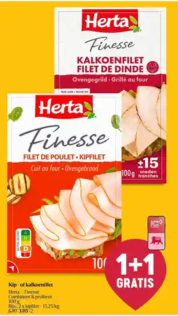 Delhaize Kip of kalkoenfilet Herta Finesse aanbieding