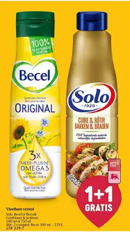 Delhaize Vloeibare vetstof solo becel of bertolli aanbieding