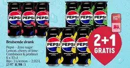 Delhaize Bruisende drank pepsi zero sugar lemon cherry of lime aanbieding