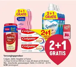 Delhaize Verzorgingsproduct colgate, tahiti, soupline of sanex aanbieding