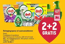 Delhaize Reinigingsspray of vaatwastabletten dreft aanbieding