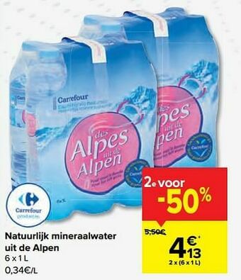 Carrefour Natuurlijk mineraalwater uit de alpen aanbieding