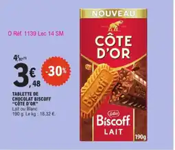 E.Leclerc Tablette De Chocolat Biscoff Cote d'Or aanbieding