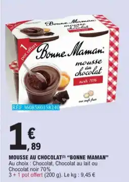 E.Leclerc Mousse Au Chocolat Bonne Maman aanbieding