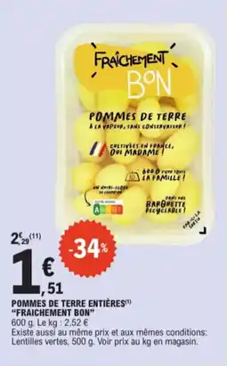 E.Leclerc Pommes De Terre Entières Fraichement Bon aanbieding
