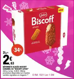 E.Leclerc Bâtonnets Glacés Biscoff Caramel X4 Biscoff Lotus aanbieding