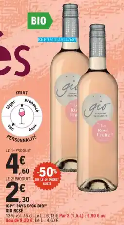 E.Leclerc IGP Pays D'Oc Bio Gio Rose 13% vol aanbieding