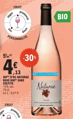 E.Leclerc IGP D'Oc Naturae Rose Bio Sans Sulfite 13% vol. aanbieding