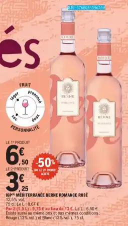 E.Leclerc IGP Méditerranée Berne Romance Rosé 12,5 % vol. aanbieding