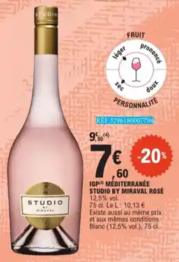E.Leclerc IGP Méditerranée Studio By Miraval Rosé 12,5% vol. aanbieding