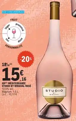 E.Leclerc IGP Méditerranée Studio By Miraval Rosé 12,5 % vol aanbieding