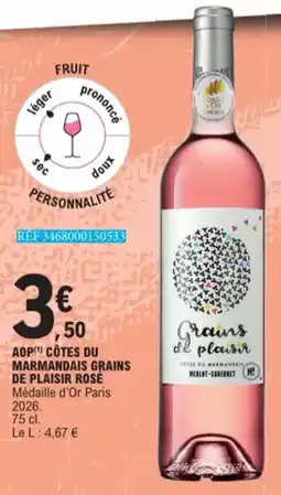 E.Leclerc AOP Côtes Du Marmandais Grains De Plaisir Rose aanbieding