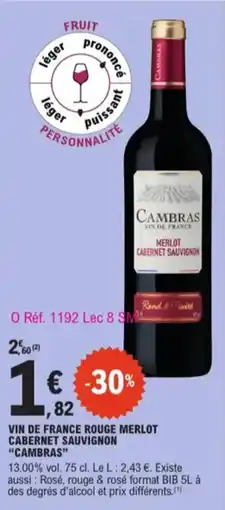 E.Leclerc Vin De France Rouge Merlot Cabernet Sauvignon Cambras aanbieding