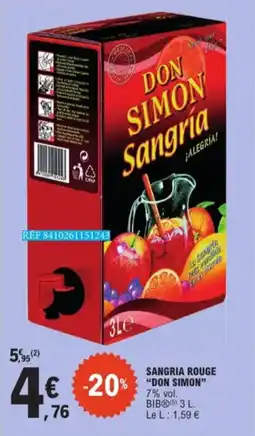 E.Leclerc Sangria Rouge Don Simon 7% vol. aanbieding