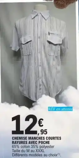 E.Leclerc Chemise Manches Courtes Rayures Avec Poche aanbieding