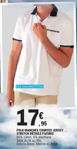 E.Leclerc Polo Manches Courtes Jersey Stretch Details Fleuris aanbieding