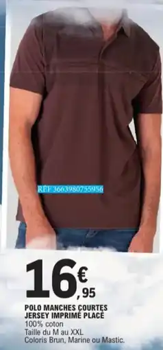 E.Leclerc Polo Manches Courtes Jersey Imprimé Placé aanbieding