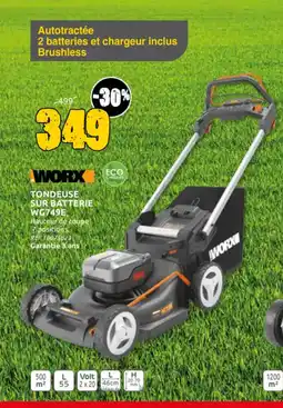 Brico Depot Worx tondeuse sur batterie WG749E aanbieding