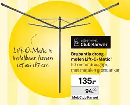 Karwei Brabantia droog molen Lift-O-Matic aanbieding