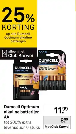 Karwei Duracell Optimum alkaline batterijen AA aanbieding