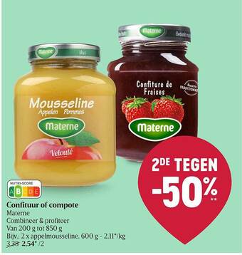 Delhaize Confituur Of Compote Materne aanbieding