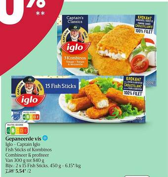Delhaize Gepaneerde Vis Iglo aanbieding