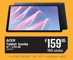 Electro Depot ACER Tablet Iconia 12” - 4/64 GB aanbieding