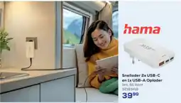 Supra Bazar Hama Snellader 2x USB-C en 1x USB-A Oplader aanbieding
