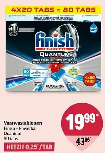 Delhaize Vaatwastabletten finish - powerball quantum aanbieding
