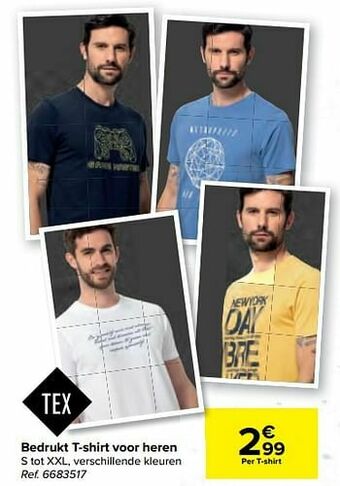 Carrefour Bedrukt t-shirt voor heren aanbieding