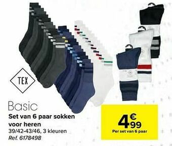 Carrefour Set van 6 paar sokken voor heren aanbieding