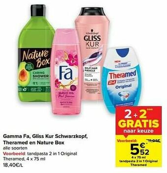 Carrefour Tandpasta 2 in 1 original theramed aanbieding