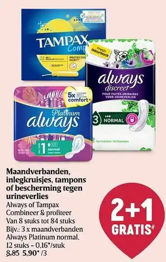 Delhaize Maandverbanden always platinum normal aanbieding