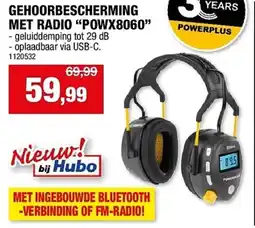 Hubo Powerplus gehoorbescherming met radio POWX8060 aanbieding