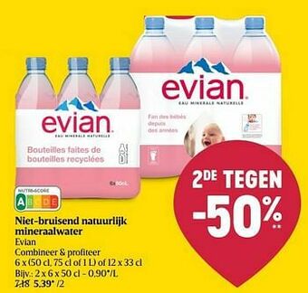 Delhaize Niet-bruisend natuurlijk mineraalwater evian aanbieding