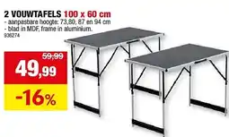 Hubo 2 vouwtafels aanbieding