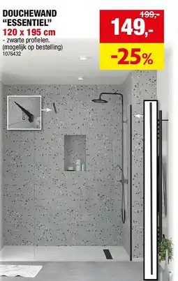 Hubo DOUCHEWAND “ESSENTIEL” 120 x 195 cm aanbieding