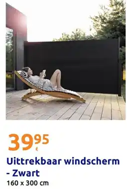 Action Uittrekbaar windscherm - Zwart aanbieding