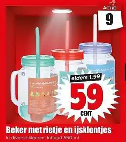 Dirk NL Beker met rietje en ijsklontjes aanbieding