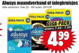 Dirk NL Always maandverband of inlegkruisjes aanbieding