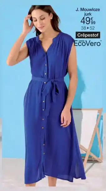 Jurk in crêpe stof, zuivere viscose