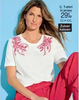 Damart T-shirt met broderie in zuiver katoen aanbieding