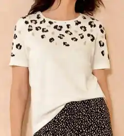 Damart T-shirt met print in reliëf aanbieding